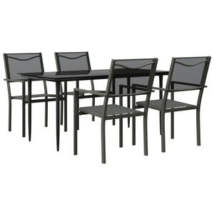 vidaXL Ensemble &agrave; manger de jardin 5 pcs noir textil&egrave;ne et acier