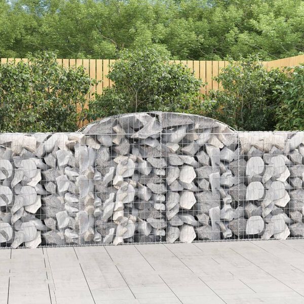 vidaXL Paniers &agrave; gabions arqu&eacute;s 3 pcs 300x50x100/120 cm fer galvanis&eacute;