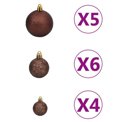 vidaXL Arbre de Noël artificiel pré-éclairé/boules 180 cm 620 branches