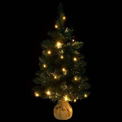 vidaXL Sapin de Noël artificiel pré-éclairé et supports vert 90 cm PVC