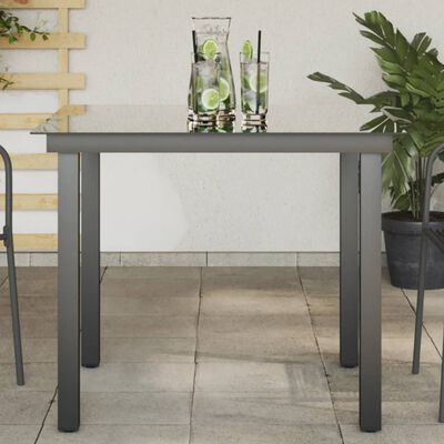 vidaXL Table de jardin Noir 80x80x74 cm Aluminium et verre