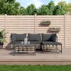 vidaXL Salon de jardin 4 pcs avec coussins anthracite r&eacute;sine tress&eacute;e