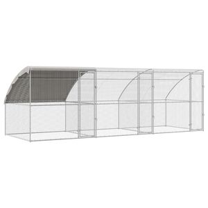 vidaXL Cage &agrave; poules 3 pcs Argent&eacute; 600 x 200 x 200 cm Acier et PE