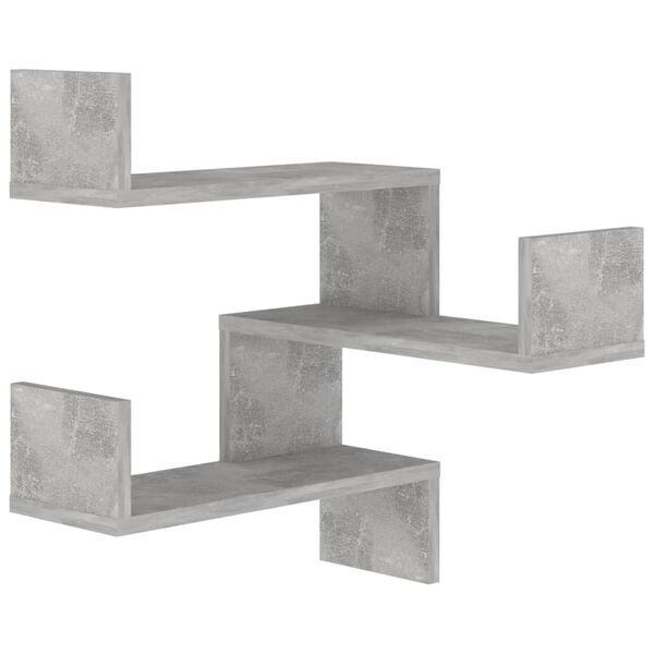 vidaXL &Eacute;tag&egrave;re murale d'angle Gris b&eacute;ton 40x40x50 cm Bois d&rsquo;ing&eacute;nierie