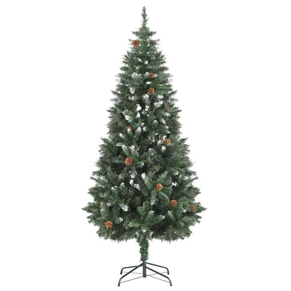 vidaXL Arbre de No&euml;l artificiel pr&eacute;-&eacute;clair&eacute;/boules pommes de pin 180cm