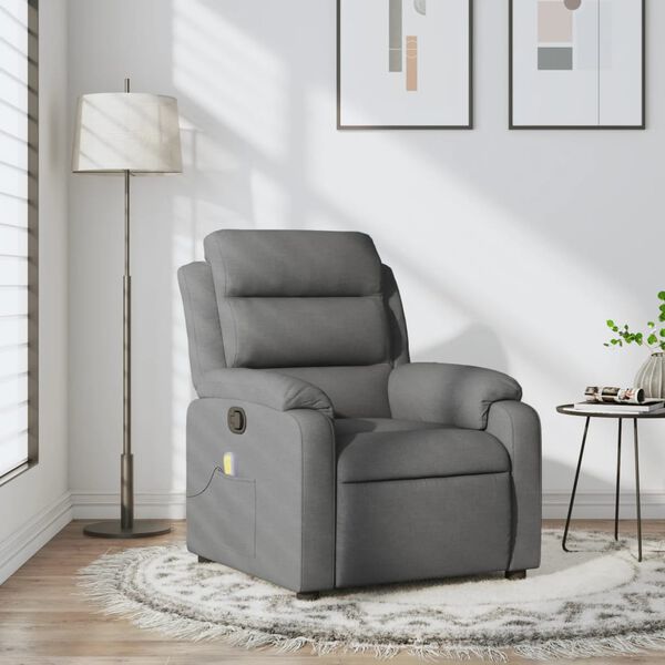 vidaXL Fauteuil de massage inclinable gris fonc&eacute; tissu