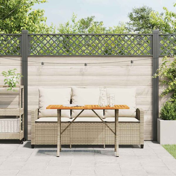 vidaXL Canap&eacute; de jardin 3 places coussins table beige r&eacute;sine tress&eacute;e