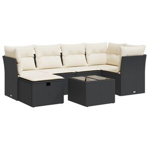 vidaXL Salon de jardin 6 pcs avec coussins noir r&eacute;sine tress&eacute;e