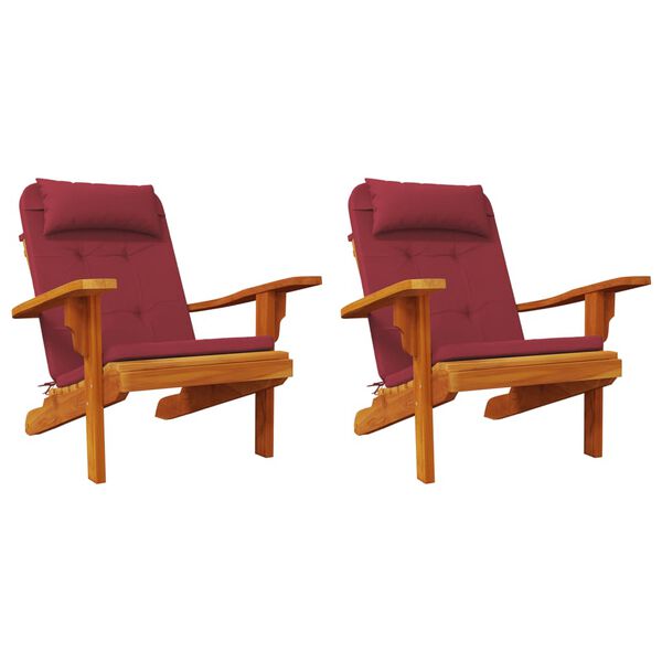 vidaXL Coussins de chaise adirondack lot de 2 rouge bordeaux