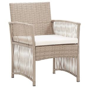 vidaXL Fauteuils de jardin avec coussins lot de 2 Beige R&eacute;sine tress&eacute;e