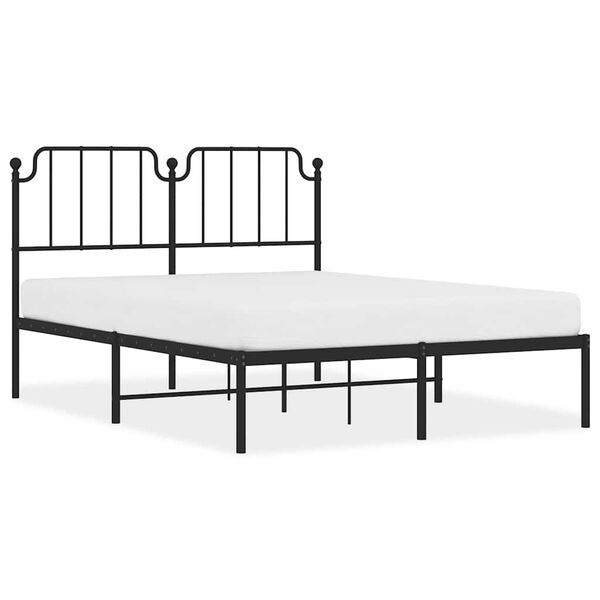 vidaXL Cadre de lit m&eacute;tal sans matelas avec t&ecirc;te de lit noir 150x200cm