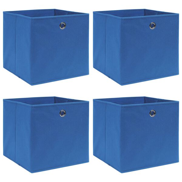 vidaXL Boîtes de rangement 4 pcs Bleu 32x32x32 cm Tissu