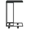 vidaXL Table d'appoint avec roues Noir 40x30x63,5 cm Bois d'ing&eacute;nierie