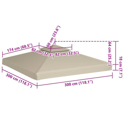 vidaXL Recouvrement de remplacement d'auvent 310 g/m² Beige 3x3 m