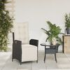 vidaXL Chaise inclinable de jardin et repose-pied noir r&eacute;sine tress&eacute;e
