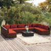 vidaXL Salon de jardin 10 pcs avec coussins R&eacute;sine tress&eacute;e Marron