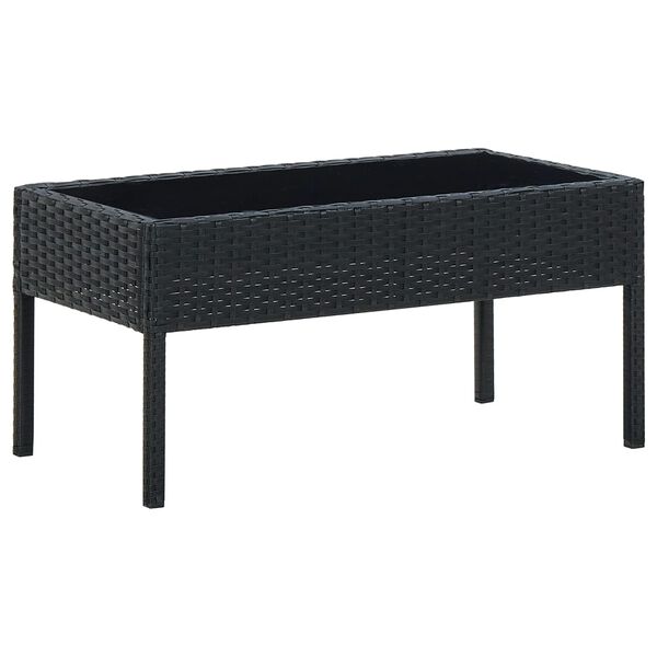 vidaXL Table de jardin Noir 75x40x37 cm R&eacute;sine tress&eacute;e