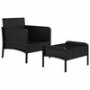 vidaXL Salon de jardin 2 pcs avec coussins Noir R&eacute;sine tress&eacute;e