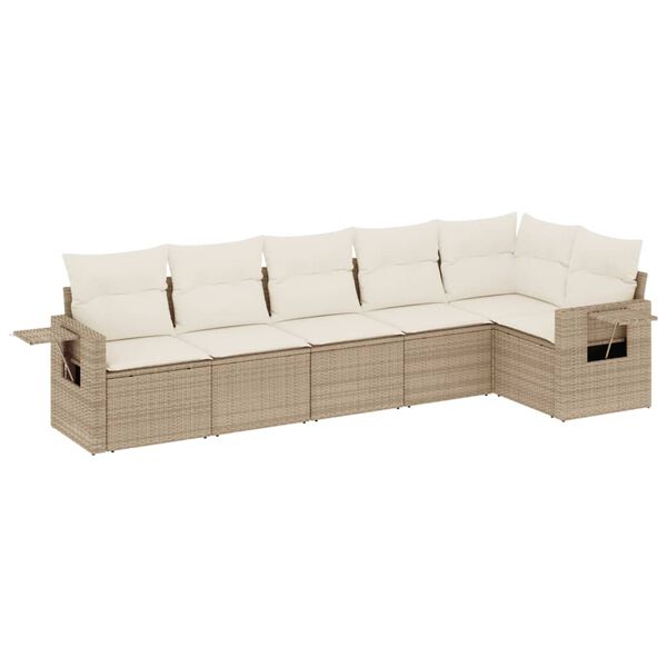 vidaXL Salon de jardin avec coussins 6 pcs beige r&eacute;sine tress&eacute;e