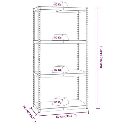 vidaXL Étagères à 4 niveaux 3pcs Anthracite Acier et bois d'ingénierie