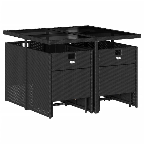 vidaXL Ensemble &agrave; manger de jardin 9pcs coussins noir r&eacute;sine tress&eacute;e