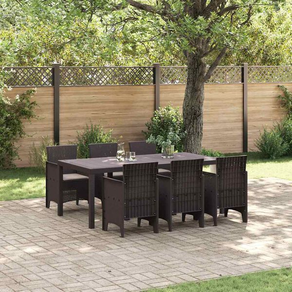vidaXL Ensemble de salle à manger pour jardin 7 pcs Marron Rattan Polt