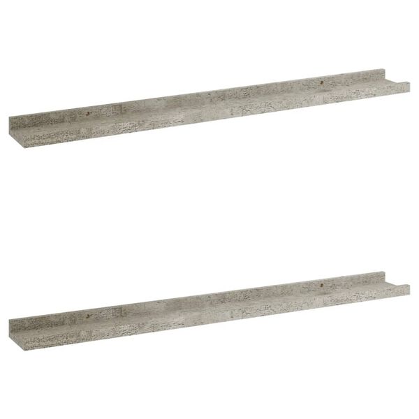 vidaXL &Eacute;tag&egrave;res murales 2 pcs Gris b&eacute;ton 80x9x3 cm