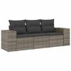 vidaXL Salon de jardin avec coussins 3 pcs gris r&eacute;sine tress&eacute;e