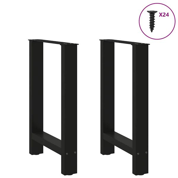 vidaXL Pieds de table à manger Noir 2 pièces 60 x (72-73) cm Acier