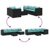vidaXL Salon de jardin 6 pcs avec coussins Noir R&eacute;sine tress&eacute;e