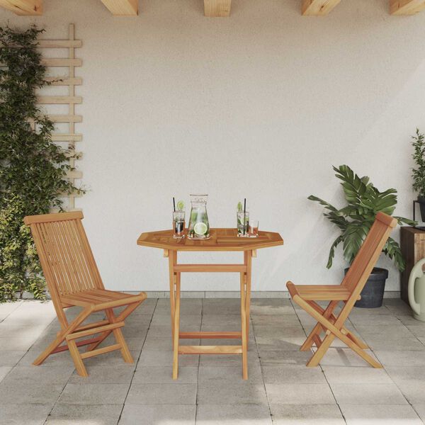 vidaXL Ensemble de salle &agrave; manger pour jardin 3 pcs Marron