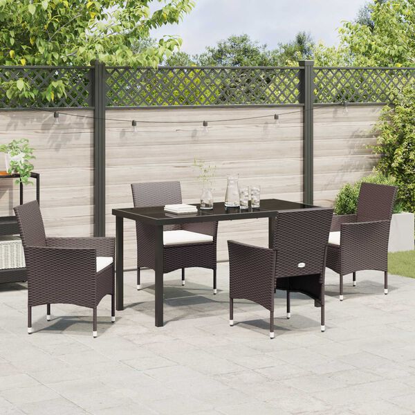 vidaXL Ensemble de salle &agrave; manger pour jardin 5 pcs Marron polyrotin