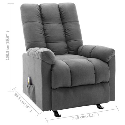 vidaXL Fauteuil de massage inclinable Gris clair Tissu