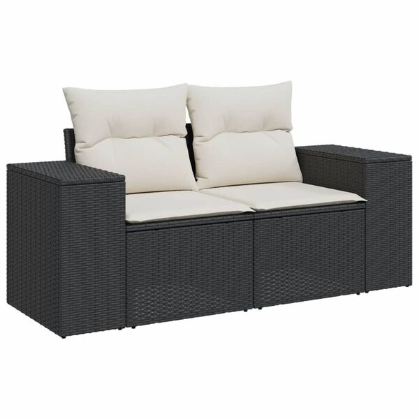 vidaXL Salon de jardin 9 pcs avec coussins noir r&eacute;sine tress&eacute;e