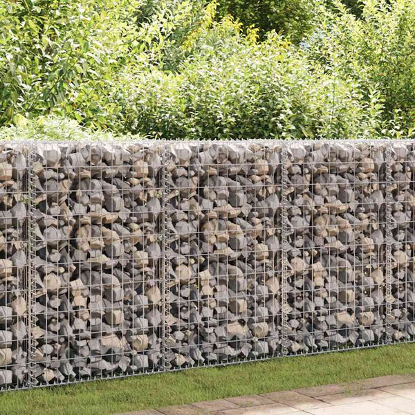 vidaXL Mur &agrave; gabion avec couvercles Acier galvanis&eacute; 900x50x100 cm