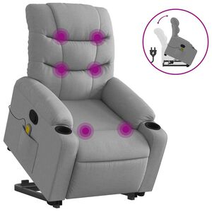 vidaXL Fauteuil inclinable de massage gris clair tissu