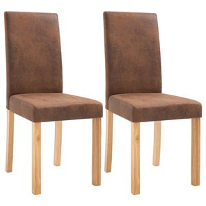 vidaXL Chaises à manger lot de 2 marron similicuir daim