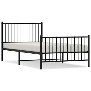 vidaXL Cadre de lit métal sans matelas et pied de lit noir 100x200 cm