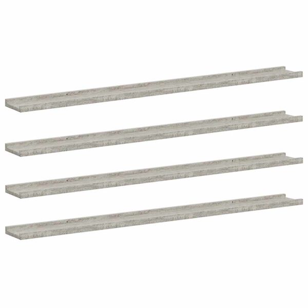 vidaXL &Eacute;tag&egrave;res murales 4 pcs Gris b&eacute;ton 115x9x3 cm