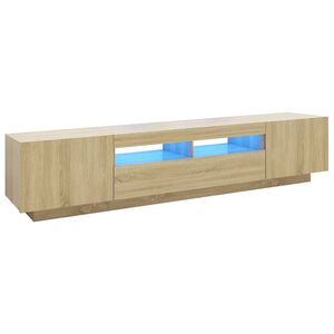 vidaXL Meuble TV avec lumi&egrave;res LED Ch&ecirc;ne sonoma 200x35x40 cm