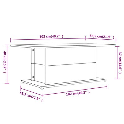 vidaXL Table basse Sonoma gris 102x55,5x40 cm Bois d'ingénierie