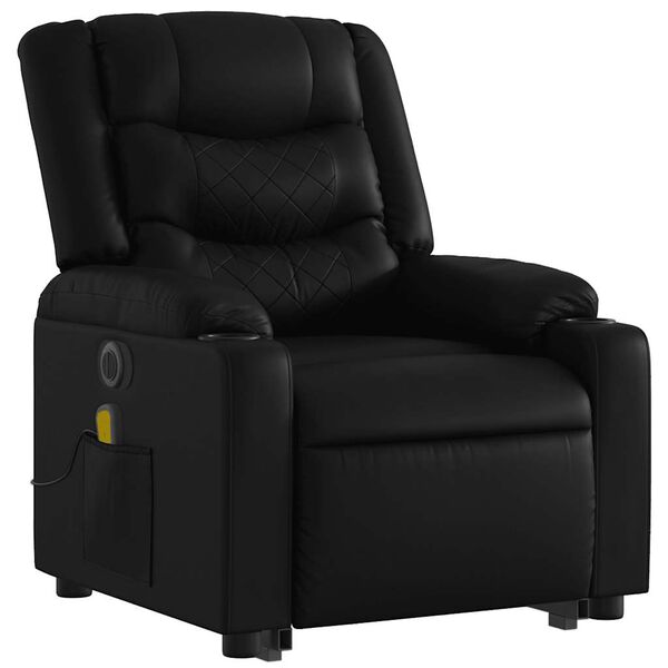 vidaXL Fauteuil inclinable de massage électrique noir similicuir