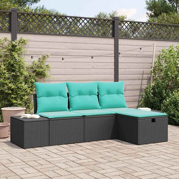 vidaXL Ensemble de canap&eacute; de jardin avec coussin 4 pcs polyrotin