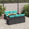 vidaXL Salon de jardin 7 pcs avec coussins noir r&eacute;sine tress&eacute;e