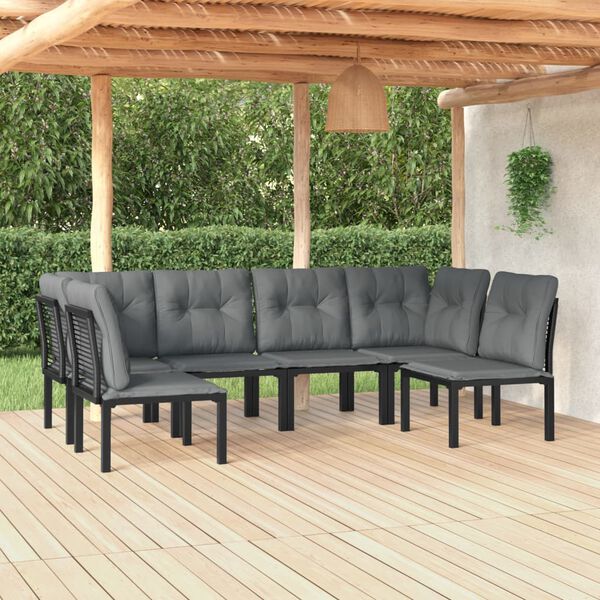vidaXL Salon de jardin 6 pcs noir et gris r&eacute;sine tress&eacute;e