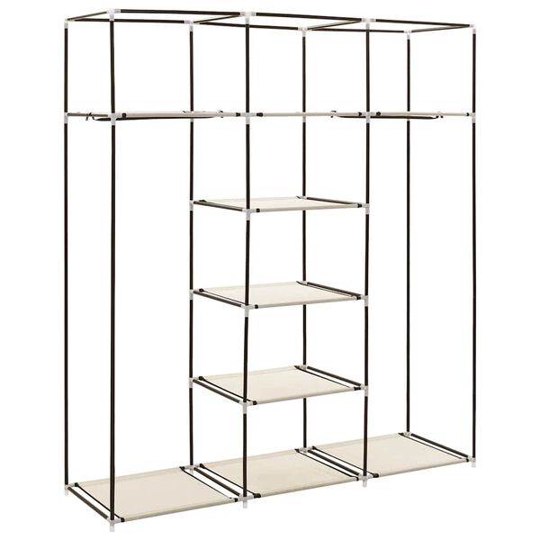 vidaXL Armoire avec compartiments et barres Cr&egrave;me 150x45x175 cm Tissu