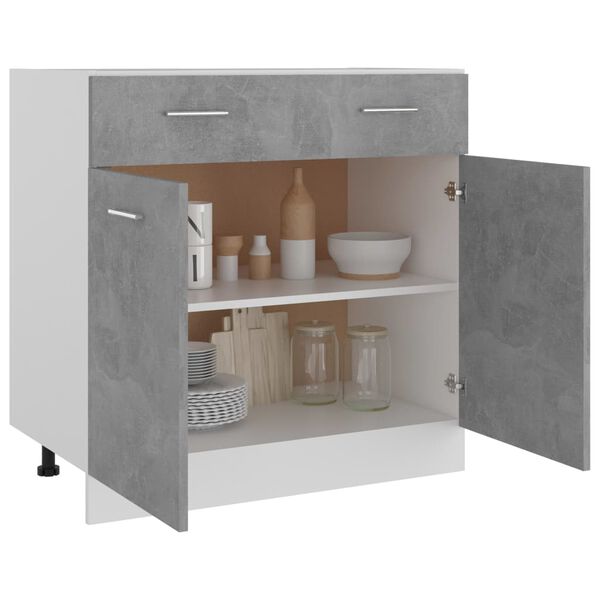 vidaXL Armoire de plancher à tiroir Gris béton Bois d’ingénierie