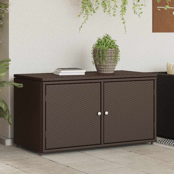 vidaXL Armoire de rangement jardin marron 110x55x60,5cm r&eacute;sine tress&eacute;e