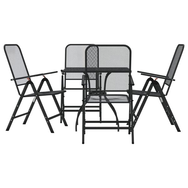 vidaXL Ensemble &agrave; manger de jardin 5 pcs anthracite m&eacute;tal maille