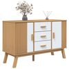 vidaXL Buffet OLDEN blanc et marron 114x43x73,5 cm bois massif de pin